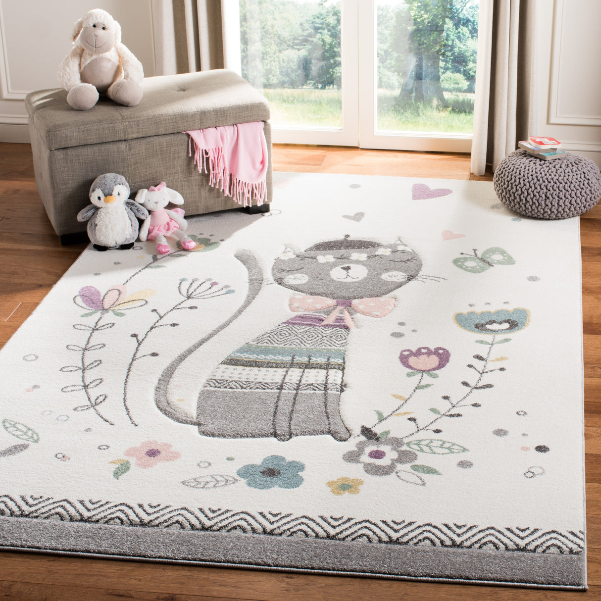 SAFAVIEH Carousel Kids Fumiki Parisian Cat Rug