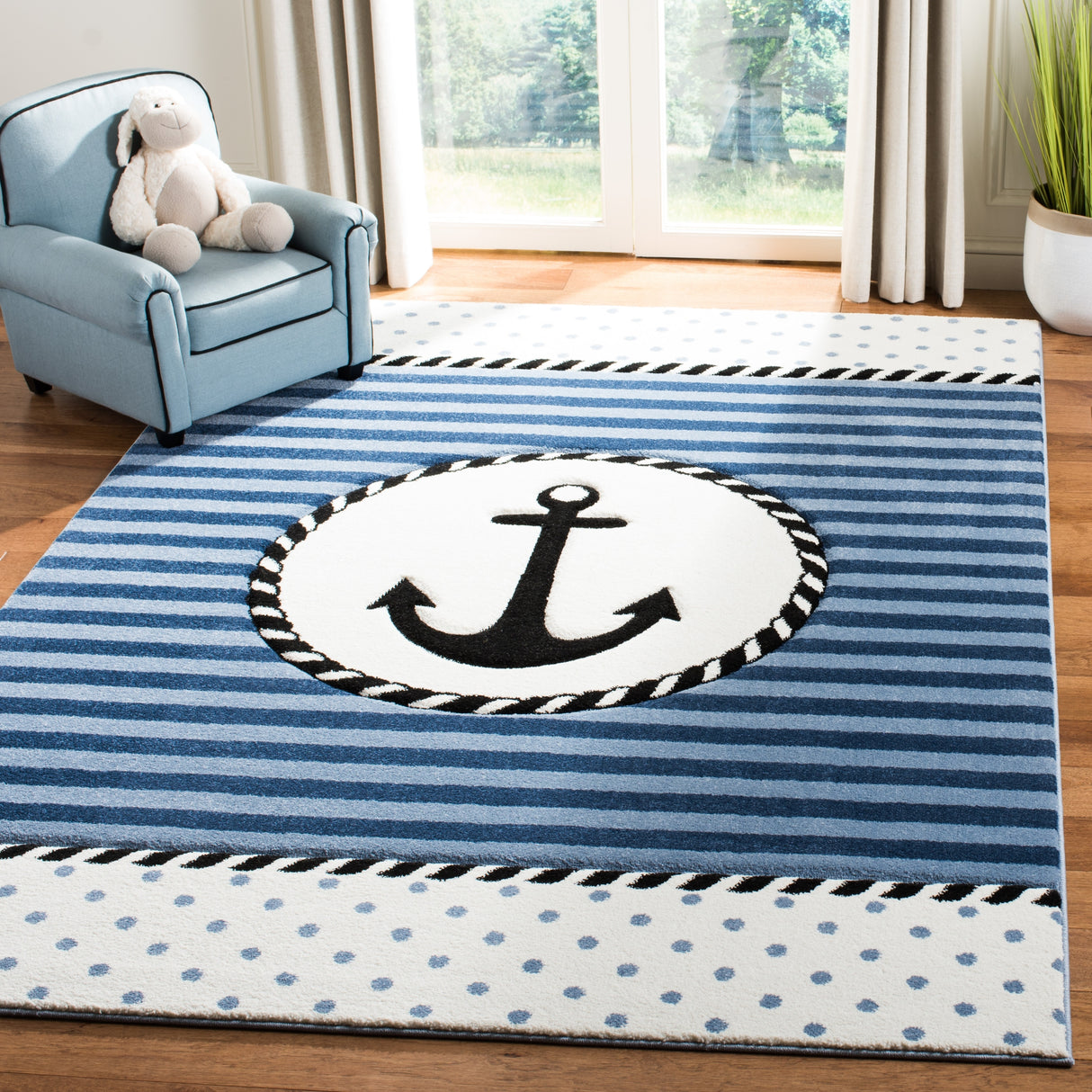 SAFAVIEH Carousel Kids Sybill Nautical Anchor Rug