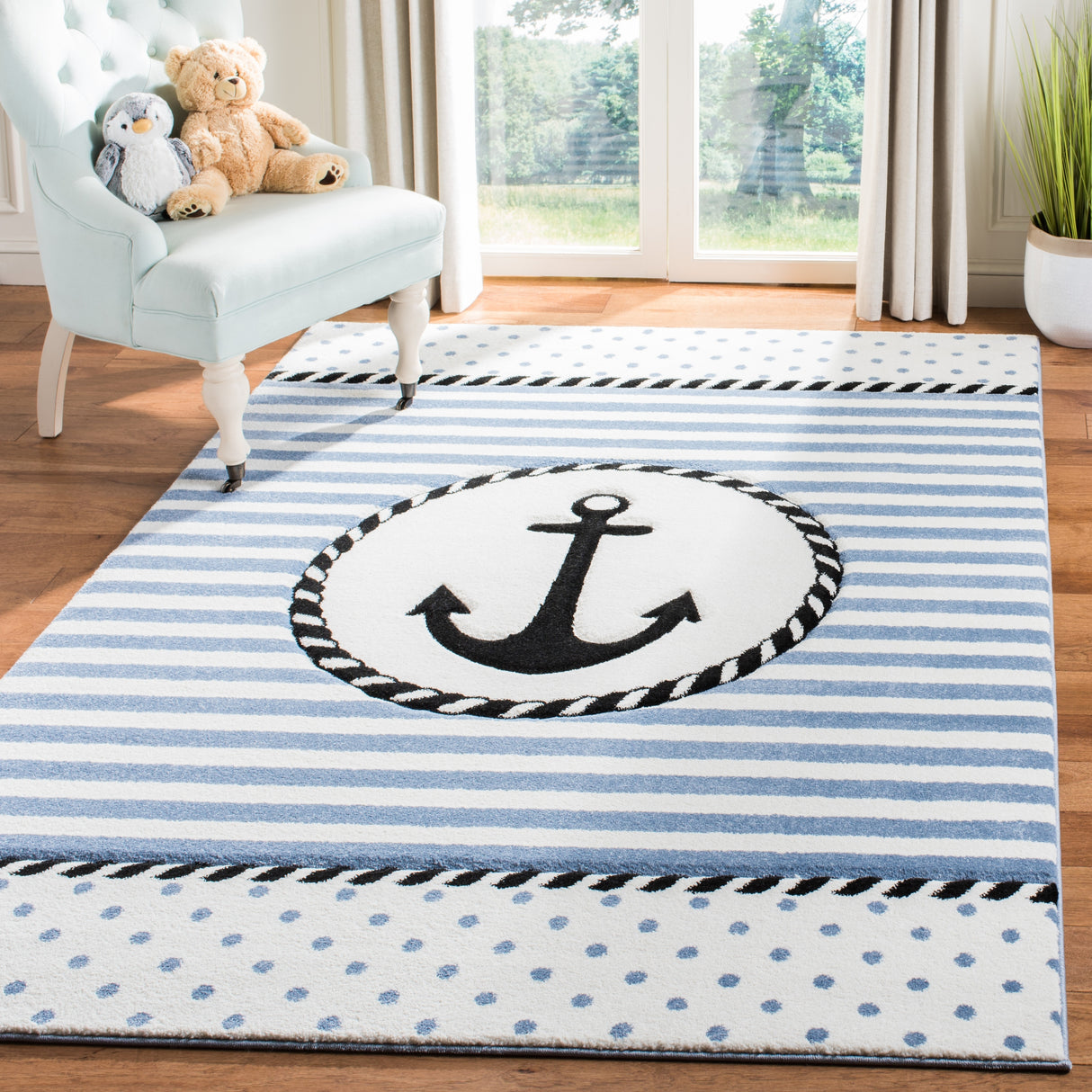 SAFAVIEH Carousel Kids Sybill Nautical Anchor Rug