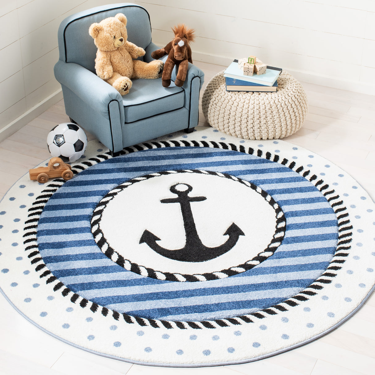 SAFAVIEH Carousel Kids Sybill Nautical Anchor Rug