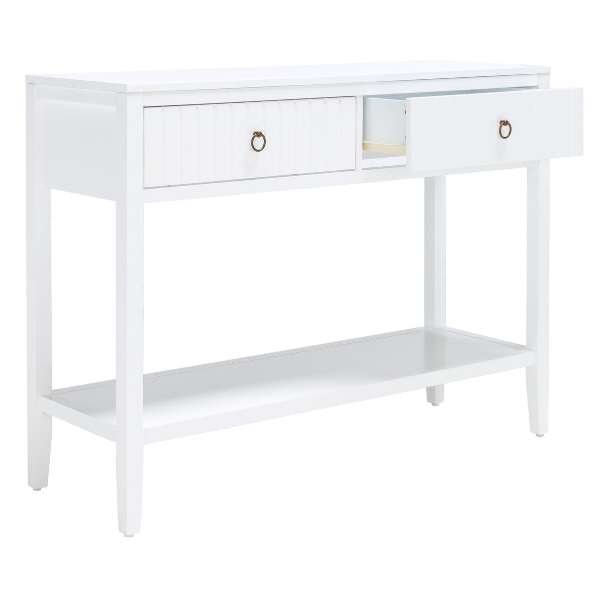 SAFAVIEH Cathern White 2-Drawer Console Table - 42" W x 14" L x 31" H - 42Wx14Dx31H