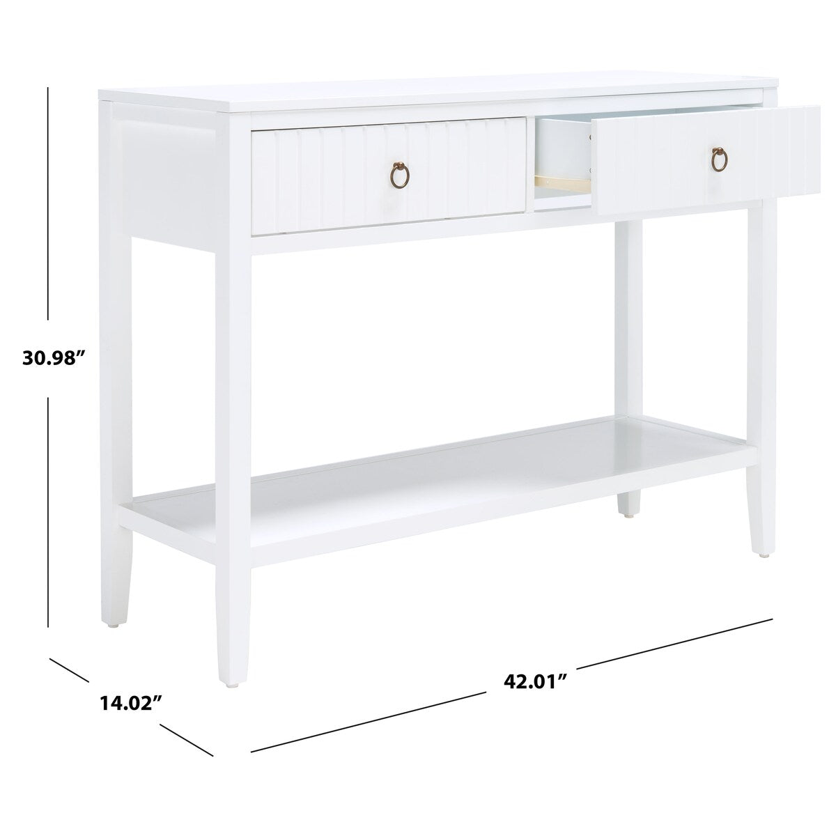 SAFAVIEH Cathern White 2-Drawer Console Table - 42" W x 14" L x 31" H - 42Wx14Dx31H