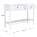 SAFAVIEH Cathern White 2-Drawer Console Table - 42" W x 14" L x 31" H - 42Wx14Dx31H