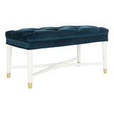 SAFAVIEH Cathie Glam Navy And White Tufted Bench - 35.3" x 18.8" x 19" - 35Wx19Dx19H