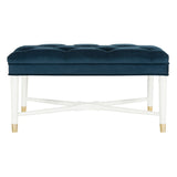 SAFAVIEH Cathie Glam Navy And White Tufted Bench - 35.3" x 18.8" x 19" - 35Wx19Dx19H