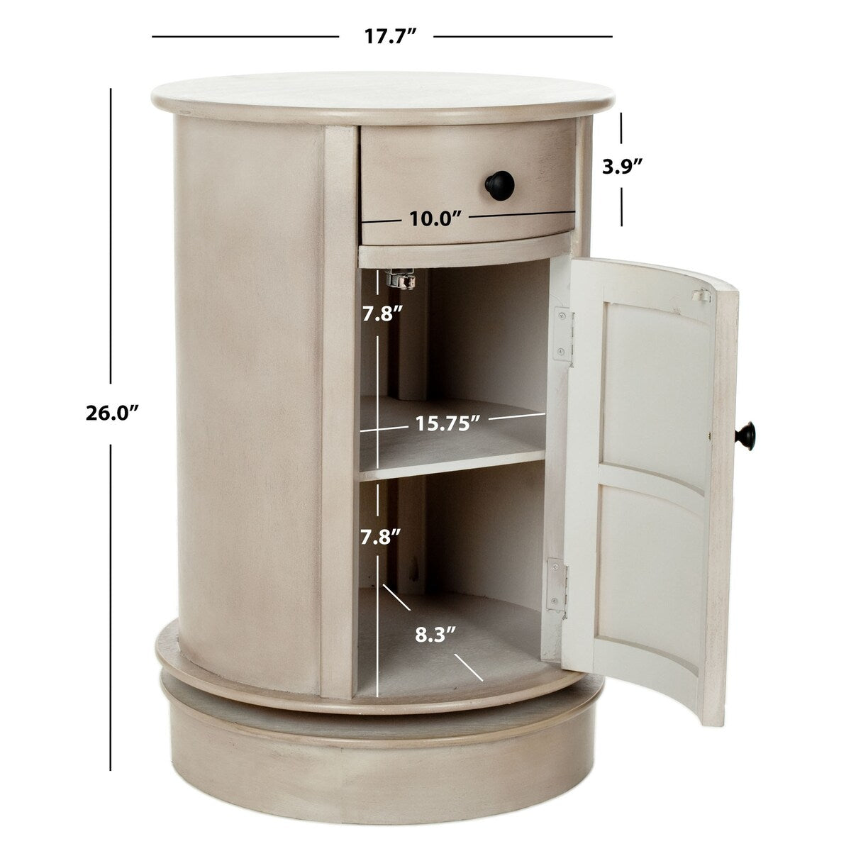 SAFAVIEH Celestia Grey Swivel Storage Accent Table - 18Wx18Dx26H