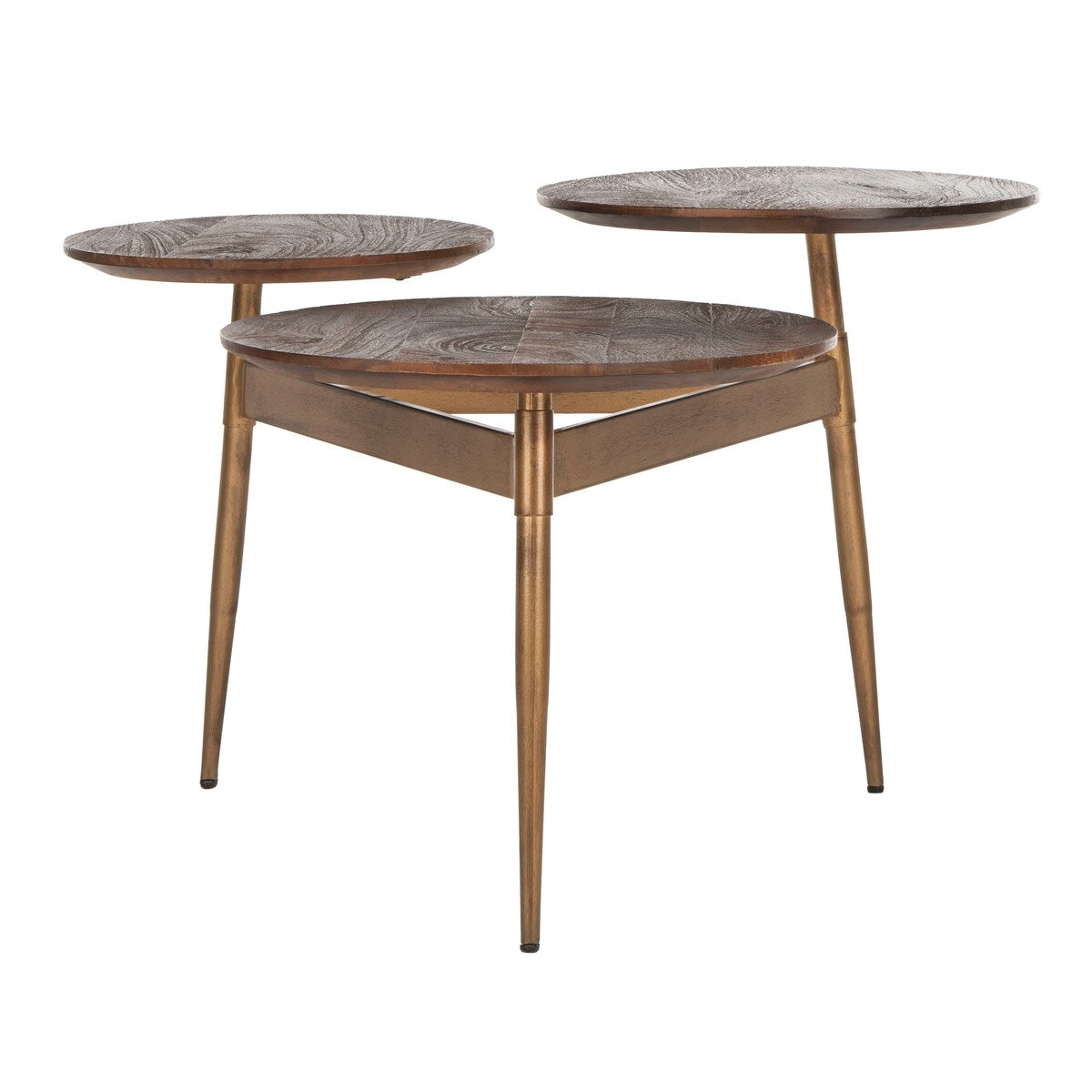 SAFAVIEH Cerstin 3 Circle Accent Table Honey / Gold - 34" x 30" x 20.5" - 34Wx30Dx21H