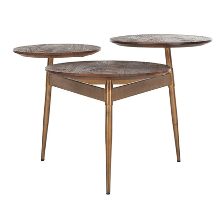 SAFAVIEH Cerstin 3 Circle Accent Table Honey / Gold - 34" x 30" x 20.5" - 34Wx30Dx21H