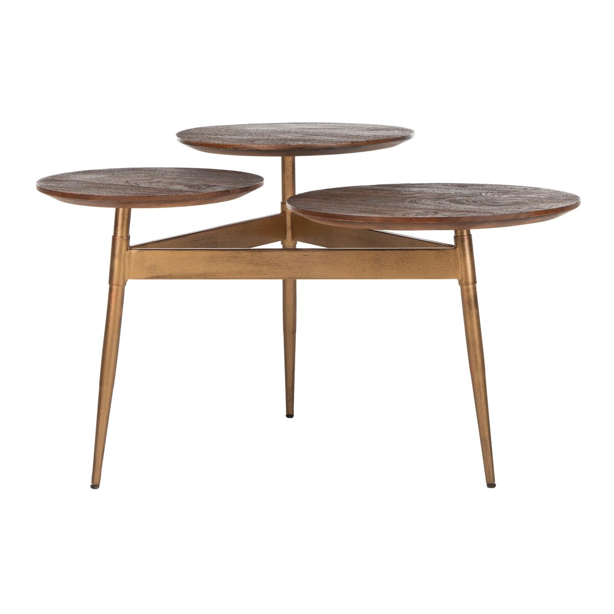 SAFAVIEH Cerstin 3 Circle Accent Table Honey / Gold - 34" x 30" x 20.5" - 34Wx30Dx21H