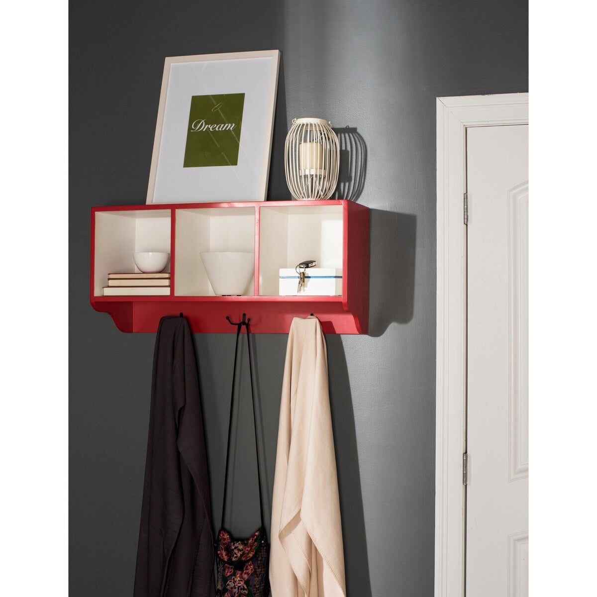 SAFAVIEH Chandita Red/ White Wall Shelf - 33.5" x 9.1" x 15" - 34Wx9Dx15H