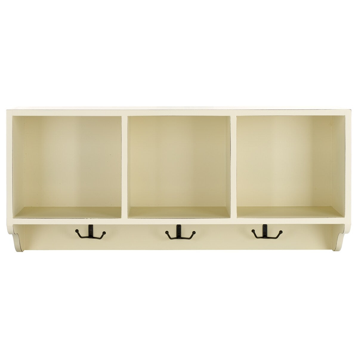 SAFAVIEH Chandita White 3-Hook 3-Shelf Wall Shelf - 33.5" x 9.1" x 15" - 34Wx9Dx15H