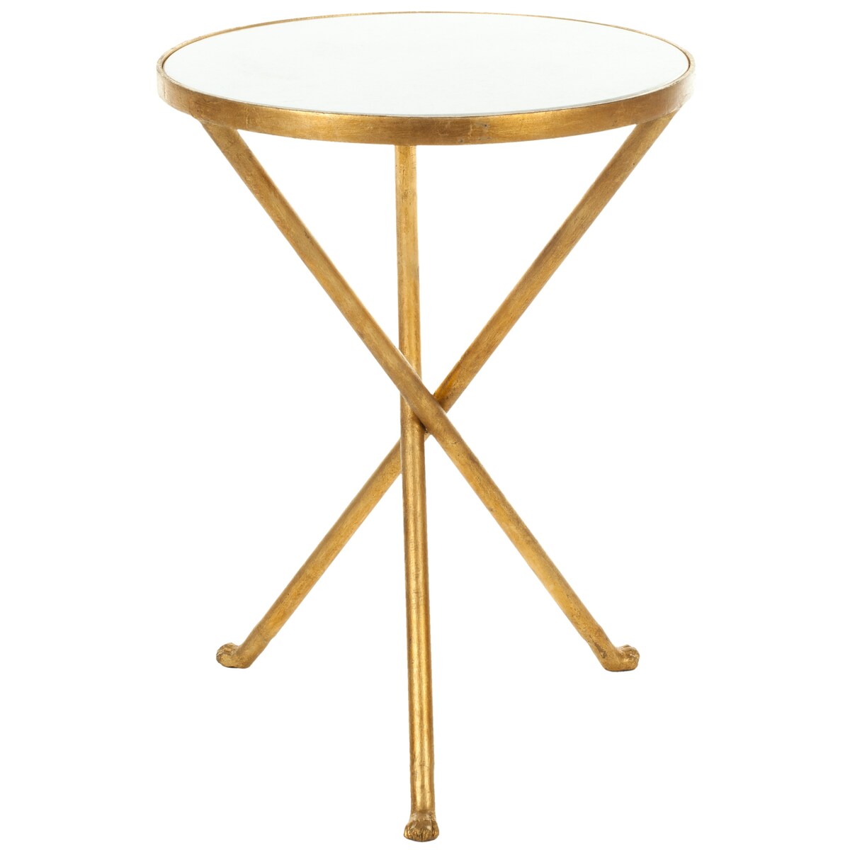 SAFAVIEH Charleen Hidden Treasures White Granite Brass Accent Table - 15.7" x 15.7" x 21.2" - 16Wx16Dx21H