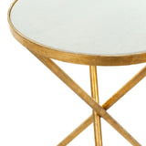 SAFAVIEH Charleen Hidden Treasures White Granite Brass Accent Table - 15.7" x 15.7" x 21.2" - 16Wx16Dx21H