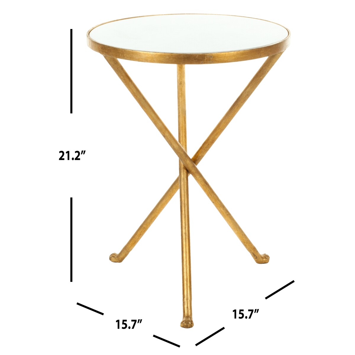 SAFAVIEH Charleen Hidden Treasures White Granite Brass Accent Table - 15.7" x 15.7" x 21.2" - 16Wx16Dx21H