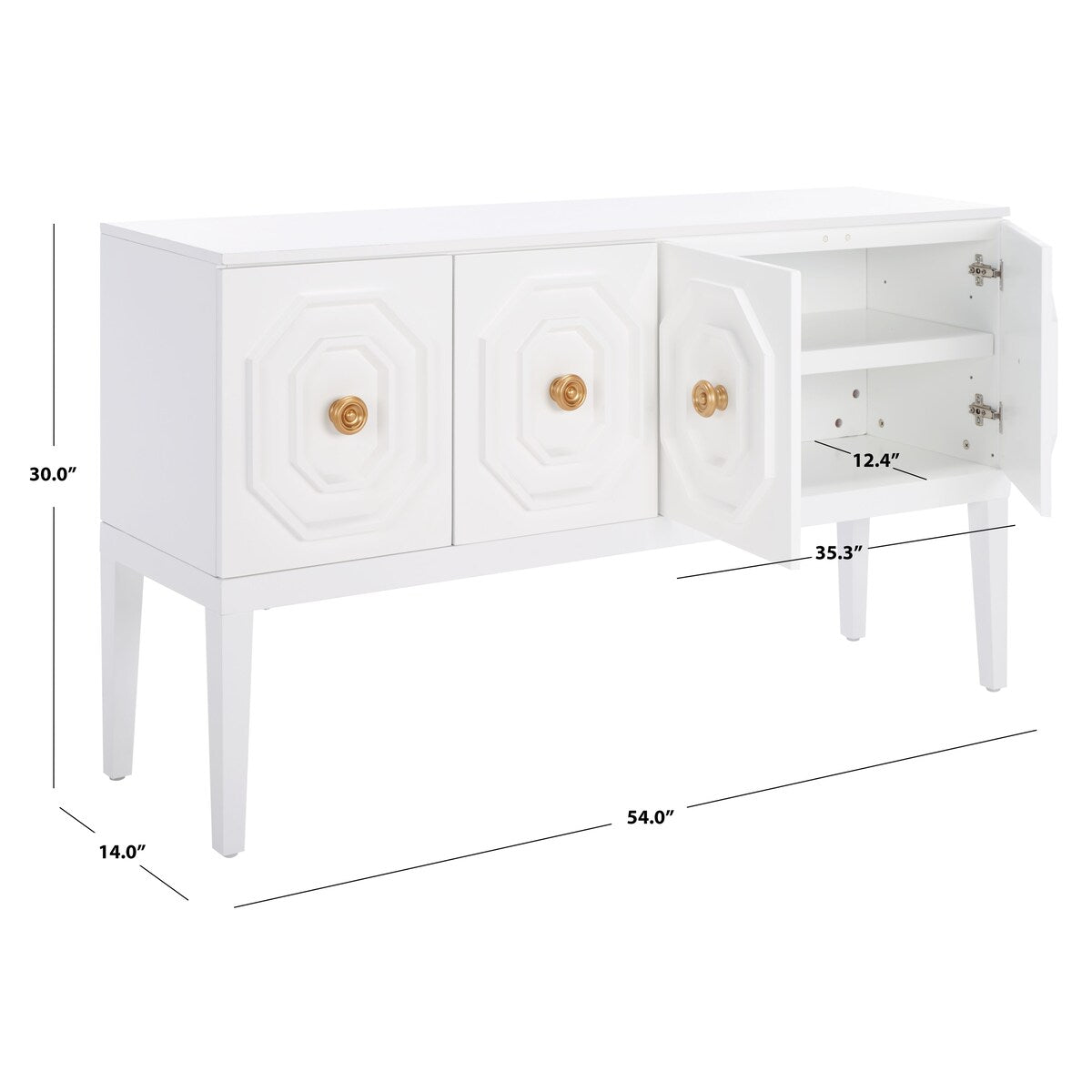 SAFAVIEH Chelsie 3 Door 2-Shelf Sideboard - 54" W x 14" D x 30" H - 54Wx14Dx30H