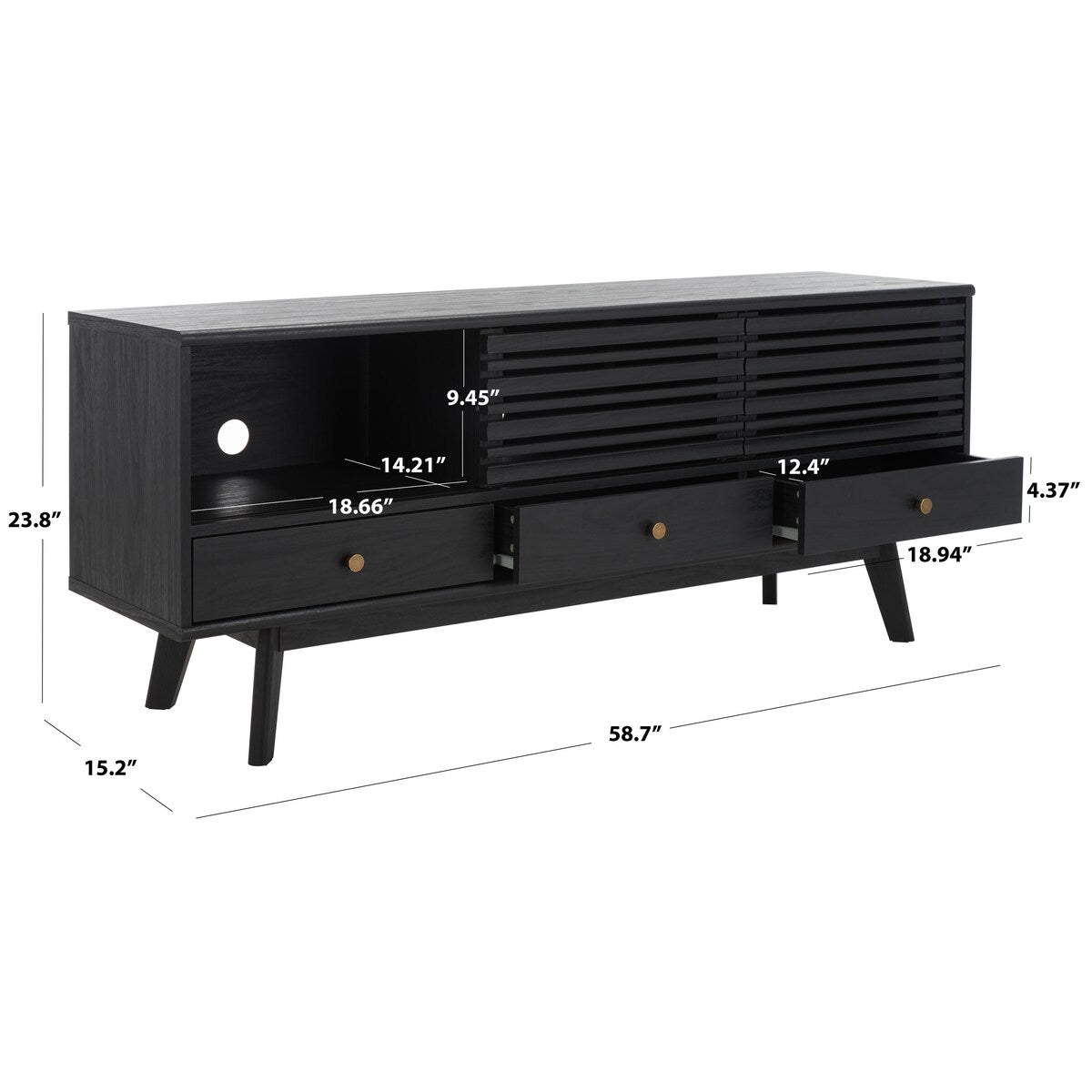 SAFAVIEH Ciera 3-Drawer Entertainment TV Media Stand (65" Flatscreen TV) - 58.7 In. x 15.2 In. x 23.9 In. - 59Wx15Dx24H