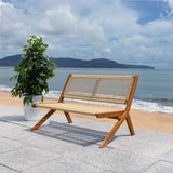 SAFAVIEH Cimen Outdoor Solid Wood Foldable Bench - 45Wx30Dx30H