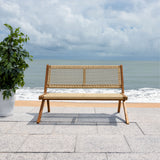 SAFAVIEH Cimen Outdoor Solid Wood Foldable Bench - 45Wx30Dx30H