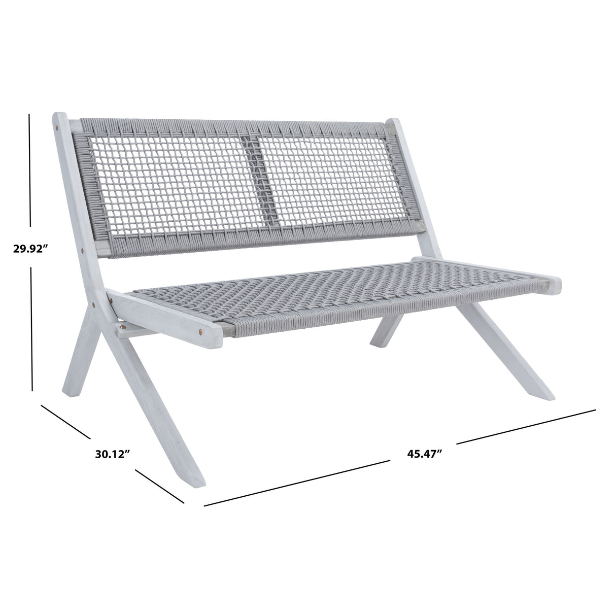 SAFAVIEH Cimen Outdoor Solid Wood Foldable Bench - 45Wx30Dx30H