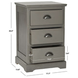 SAFAVIEH Claudine Grey 3-Drawer Storage Side Table - 17.7" x 13.8" x 26.8" - 18Wx14Dx26H