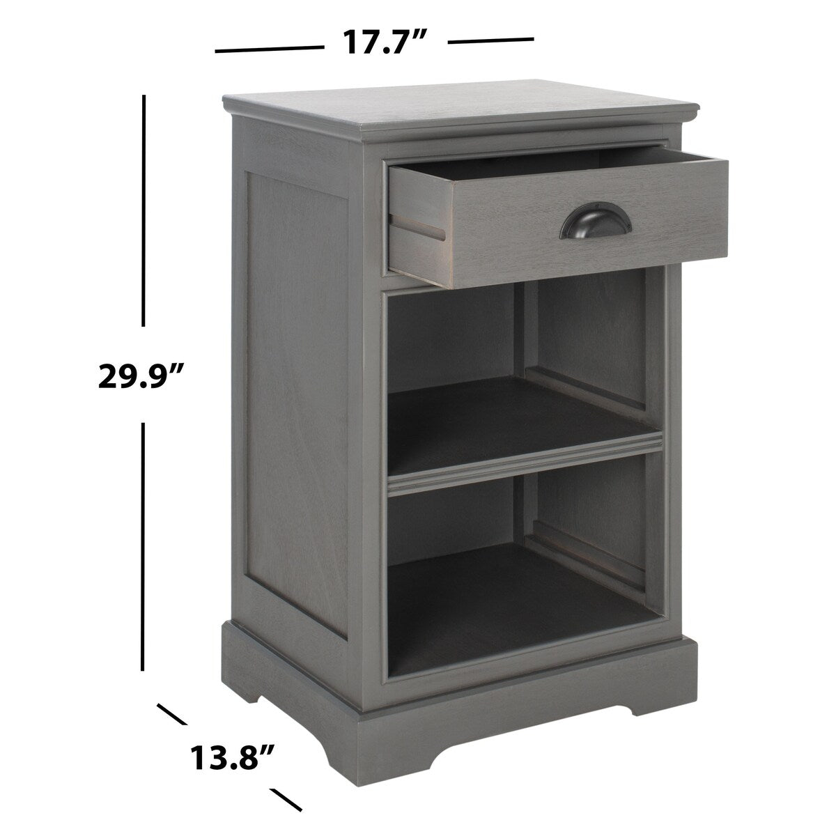 SAFAVIEH Clemie Grey Storage Side Table - 17.7" x 13.8" x 29.9" - 18Wx14Dx30H