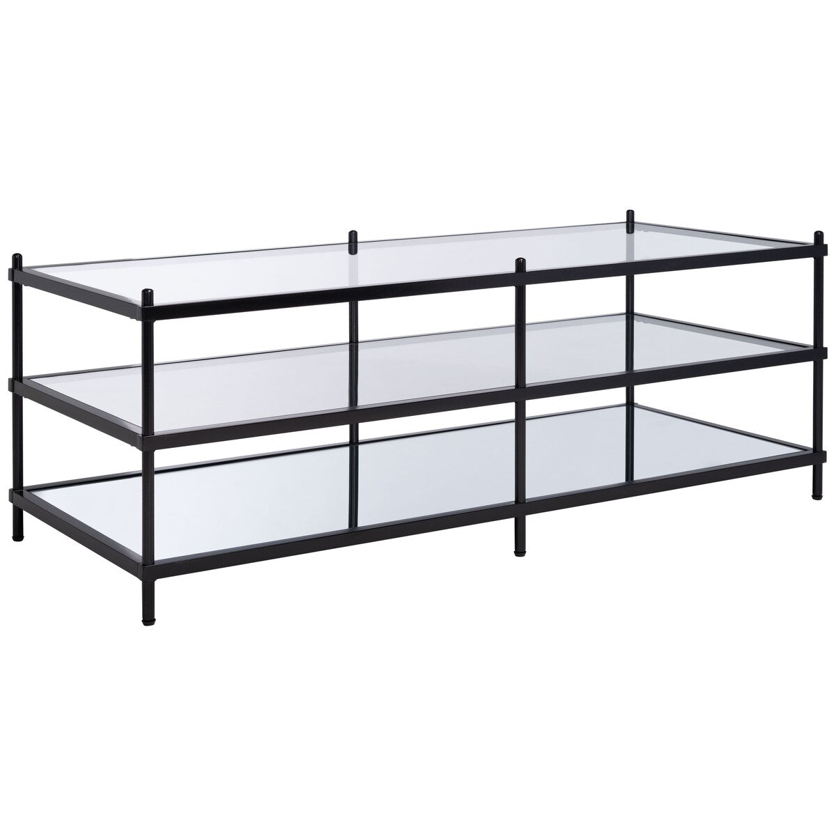 SAFAVIEH Cloe Glass 3-Tier Storage Display Coffee Table - 47.5" W x 20" L x 17.5" H - 48Wx20Dx18H