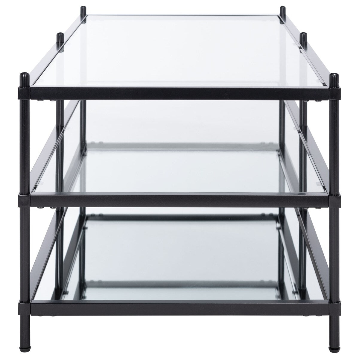 SAFAVIEH Cloe Glass 3-Tier Storage Display Coffee Table - 47.5" W x 20" L x 17.5" H - 48Wx20Dx18H