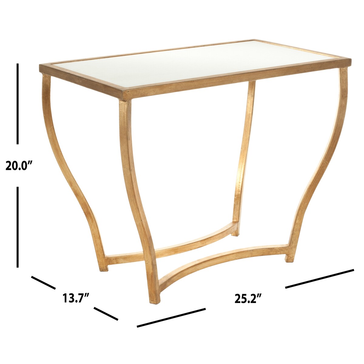 SAFAVIEH Coleen Hidden Treasures White Granite Brass Accent Table - 25.2" x 13.7" x 20" - 25Wx14Dx20H