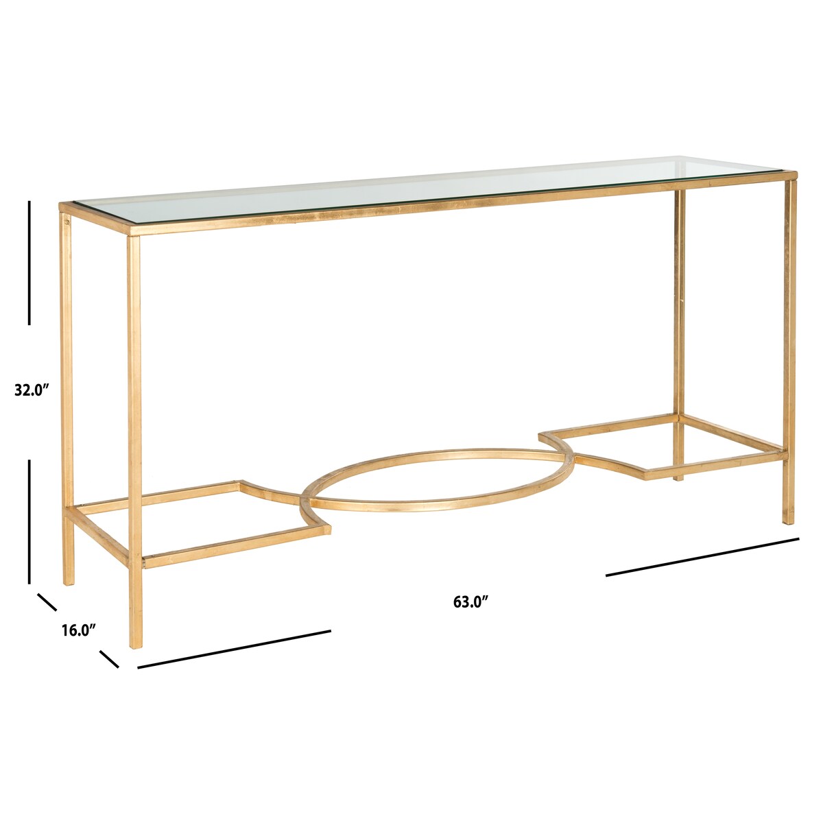 SAFAVIEH Colette Gold Console - 63" x 16" x 32" - 63Wx16Dx32H