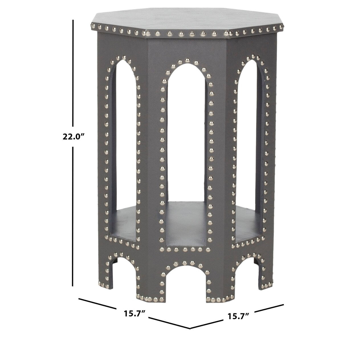 SAFAVIEH Collette Grey Studded Accent Table - 15.7" x 15.7" x 22" - 16Wx16Dx22H