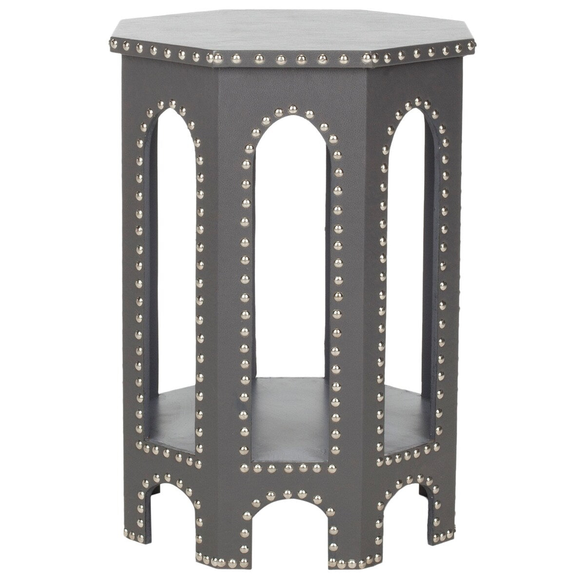 SAFAVIEH Collette Grey Studded Accent Table - 15.7" x 15.7" x 22" - 16Wx16Dx22H