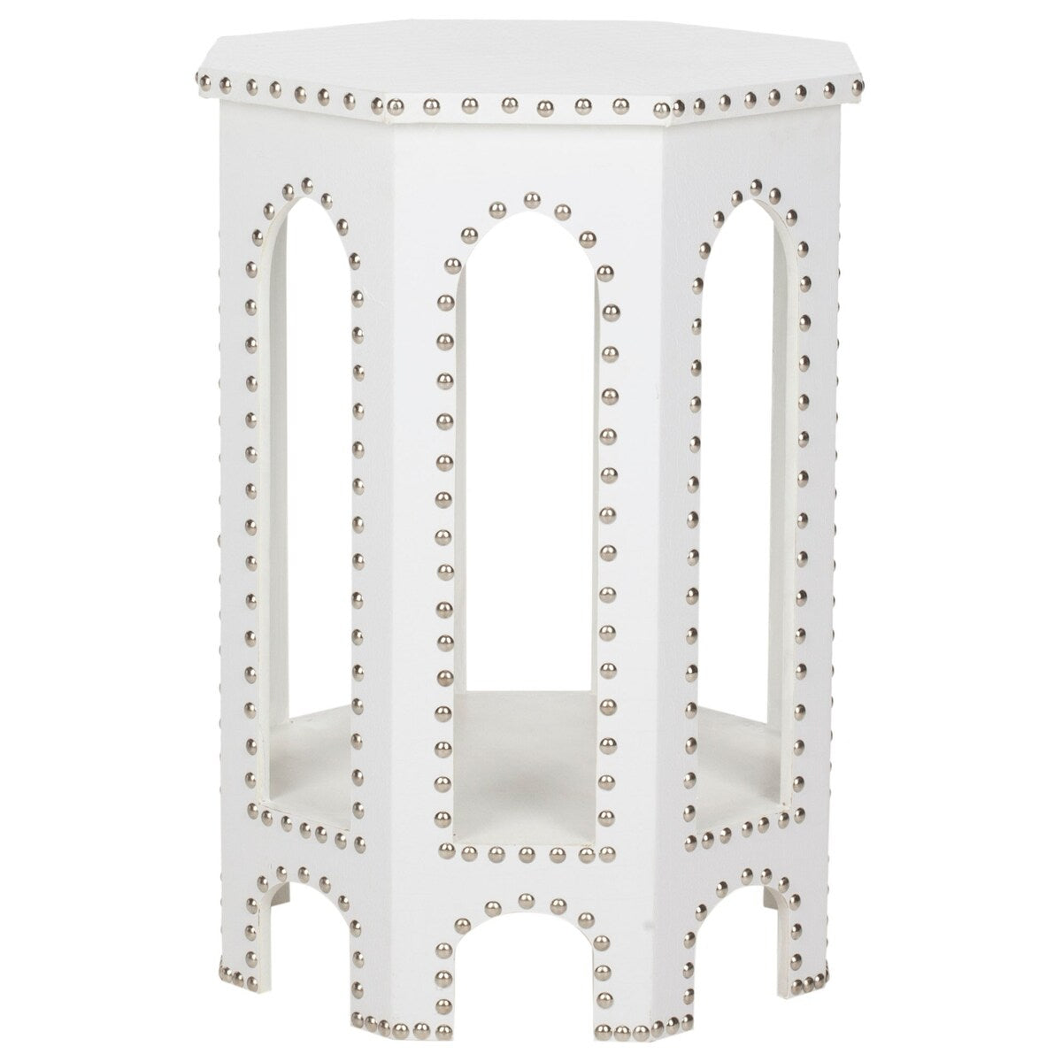 SAFAVIEH Collette Grey Studded Accent Table - 15.7" x 15.7" x 22" - 16Wx16Dx22H