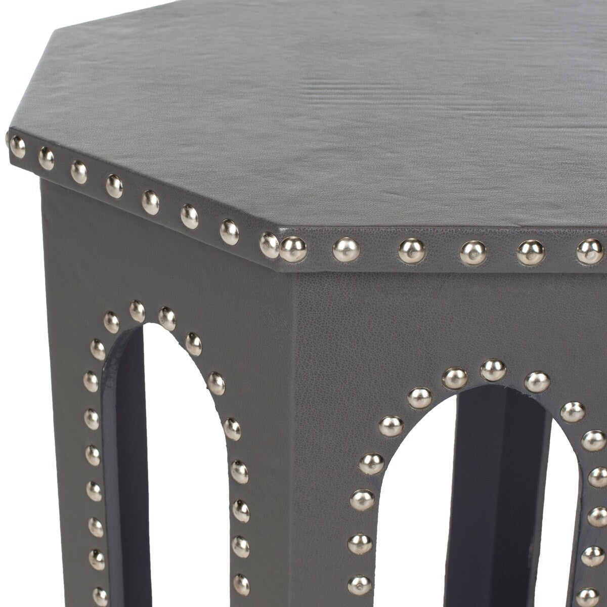 SAFAVIEH Collette Grey Studded Accent Table - 15.7" x 15.7" x 22" - 16Wx16Dx22H