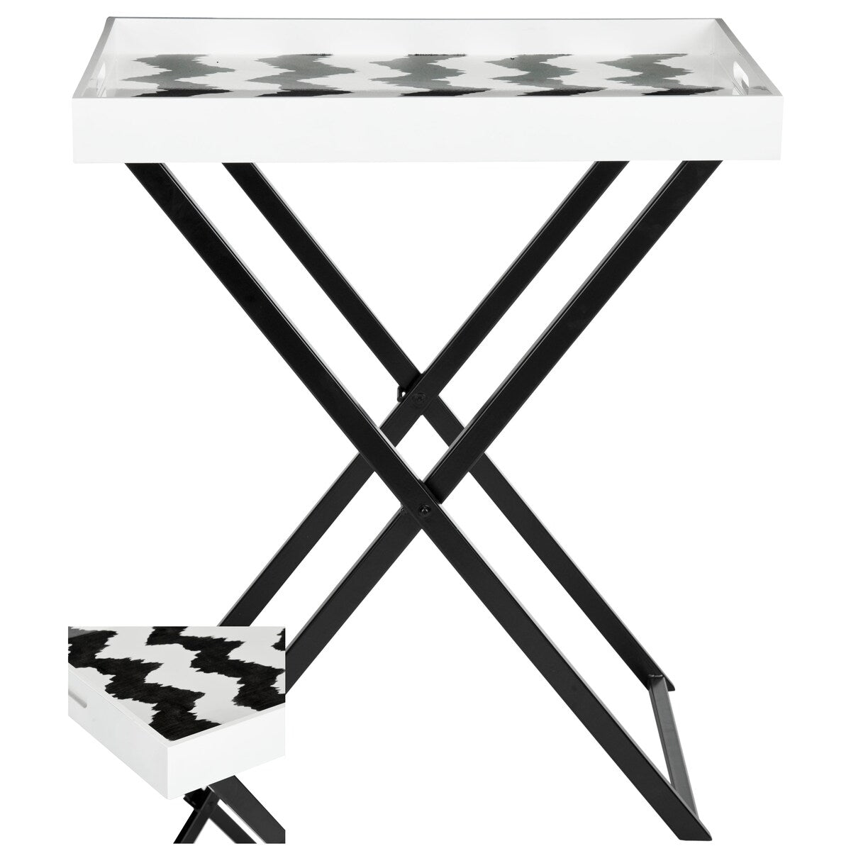 SAFAVIEH Colombine Black/ White Tray Table - 28Wx18Dx32H