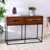 SAFAVIEH Columbia Brown/ Black 2-Drawer Console Table - 42" W x 15" L x 31" H - 42Wx15Dx31H