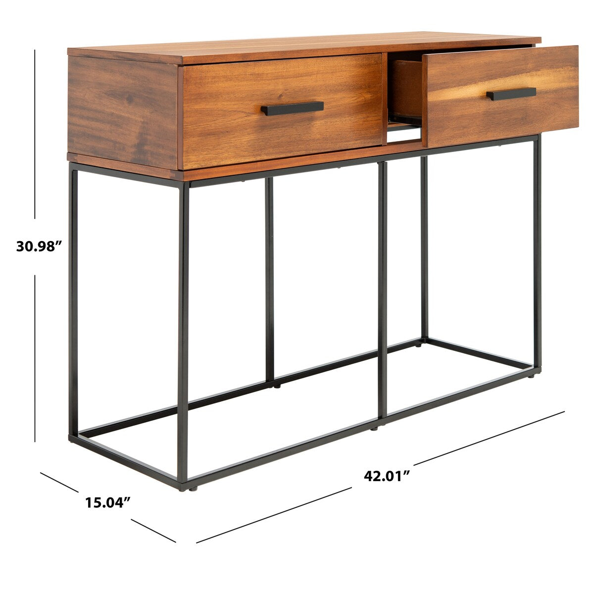 SAFAVIEH Columbia Brown/ Black 2-Drawer Console Table - 42" W x 15" L x 31" H - 42Wx15Dx31H