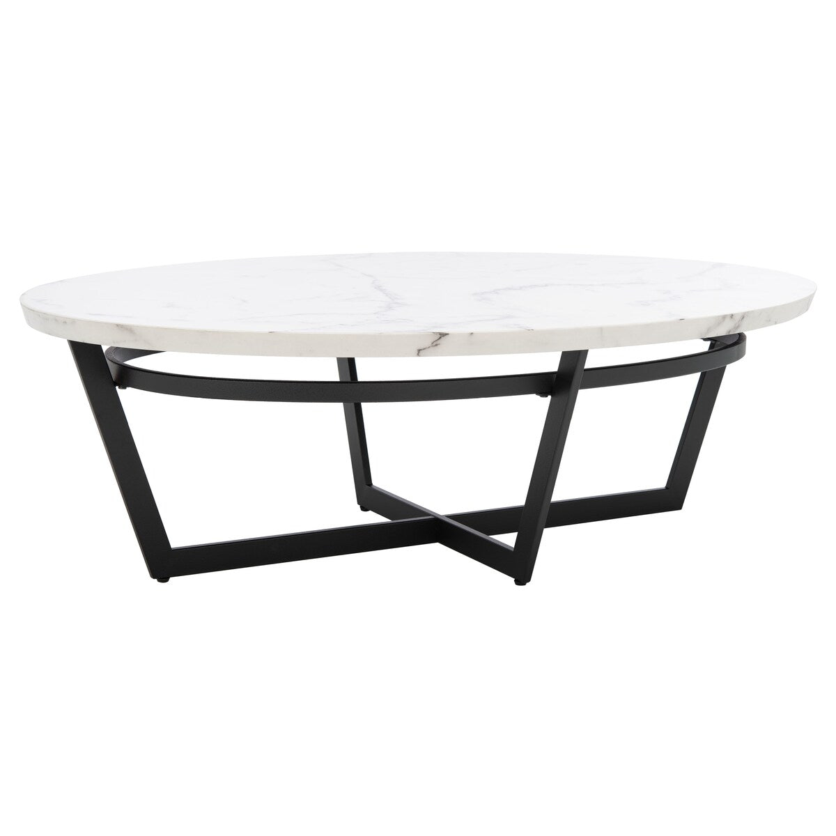 SAFAVIEH Corene White Marble/ Black Oval Coffee Table - 47.5" W x 31.5" L x 15" H - 48Wx32Dx15H