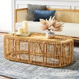 SAFAVIEH Cosette Tropical Boho Rattan Oval Coffee Table - 48Wx24Dx16H