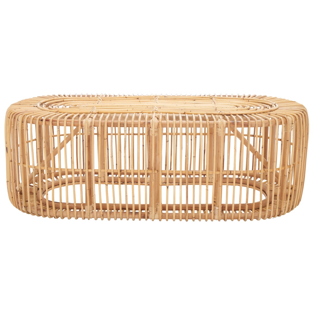 SAFAVIEH Cosette Tropical Boho Rattan Oval Coffee Table - 48Wx24Dx16H