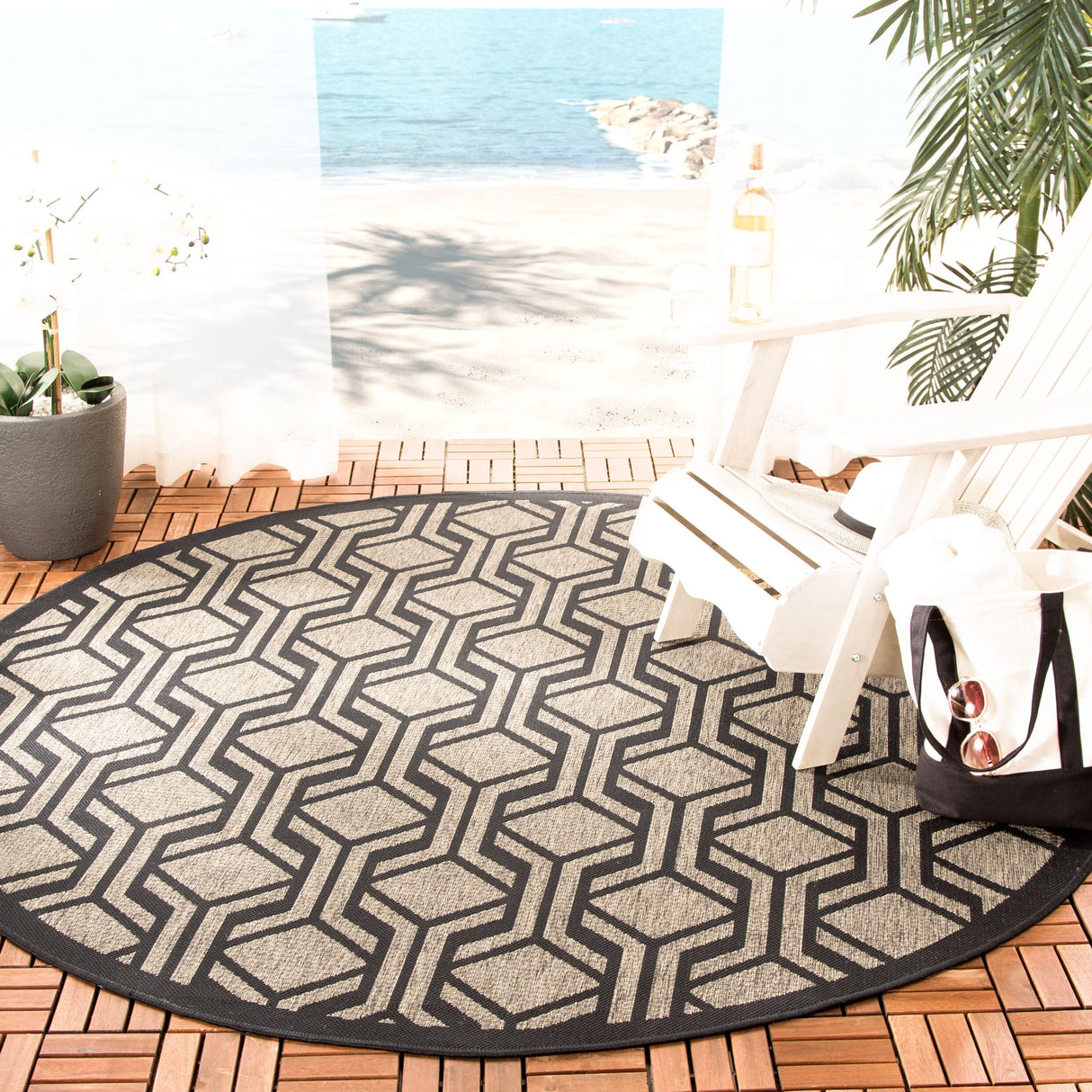 SAFAVIEH Courtyard Annunzia Indoor/ Outdoor Waterproof Patio Backyard Rug