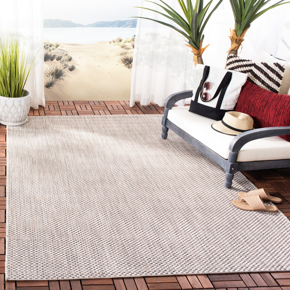 SAFAVIEH Courtyard Begajeta Indoor/Outdoor Waterproof Patio Backyard Rug.