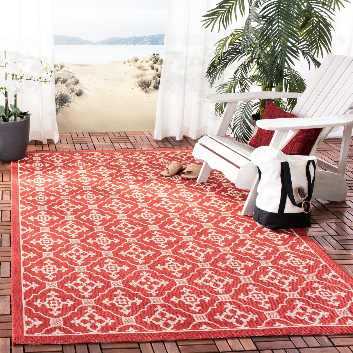 SAFAVIEH Courtyard Birgul Indoor/ Outdoor Waterproof Patio Backyard Rug