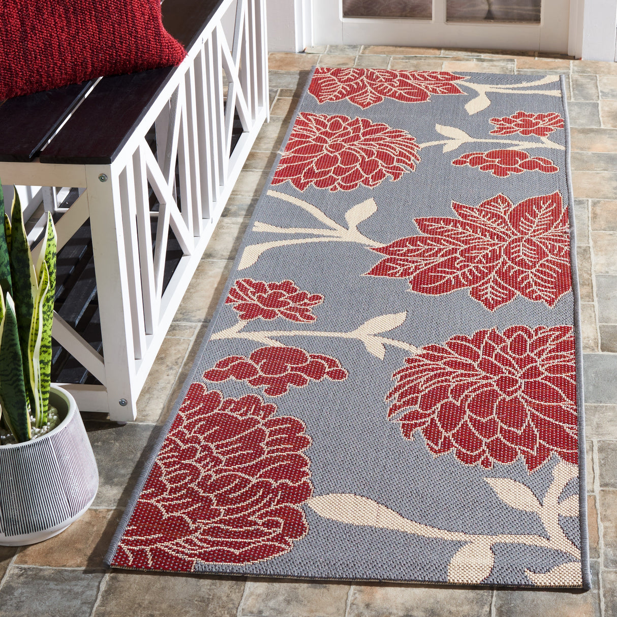 SAFAVIEH Courtyard Damaris Floral Indoor/ Outdoor Waterproof Patio Backyard Rug