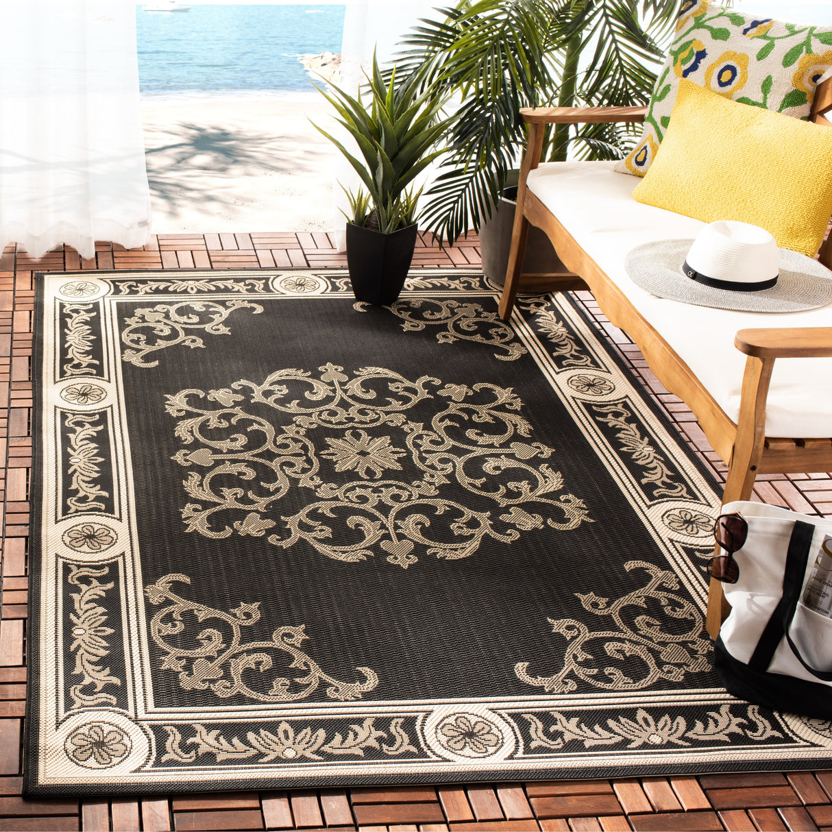 SAFAVIEH Courtyard Lineke Indoor/ Outdoor Waterproof Patio Backyard Rug