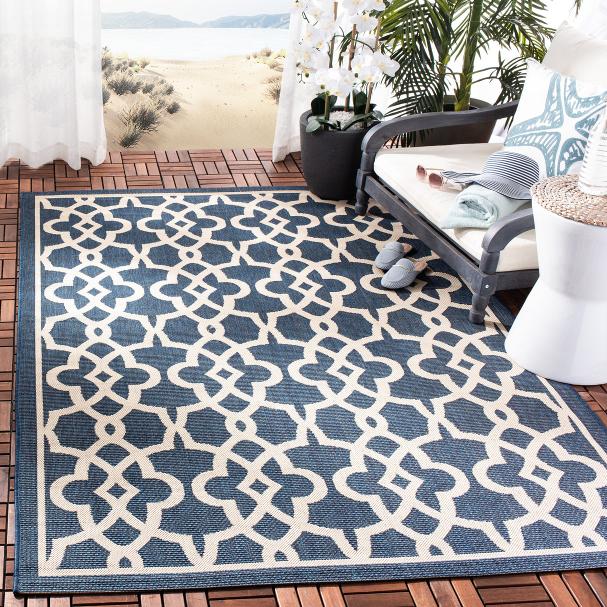 SAFAVIEH Courtyard Marline Indoor/ Outdoor Waterproof Patio Backyard Rug