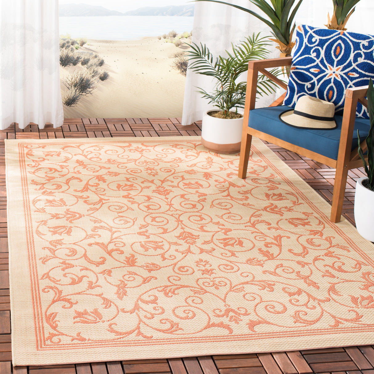 SAFAVIEH Courtyard Miljeta Indoor/ Outdoor Waterproof Patio Backyard Rug