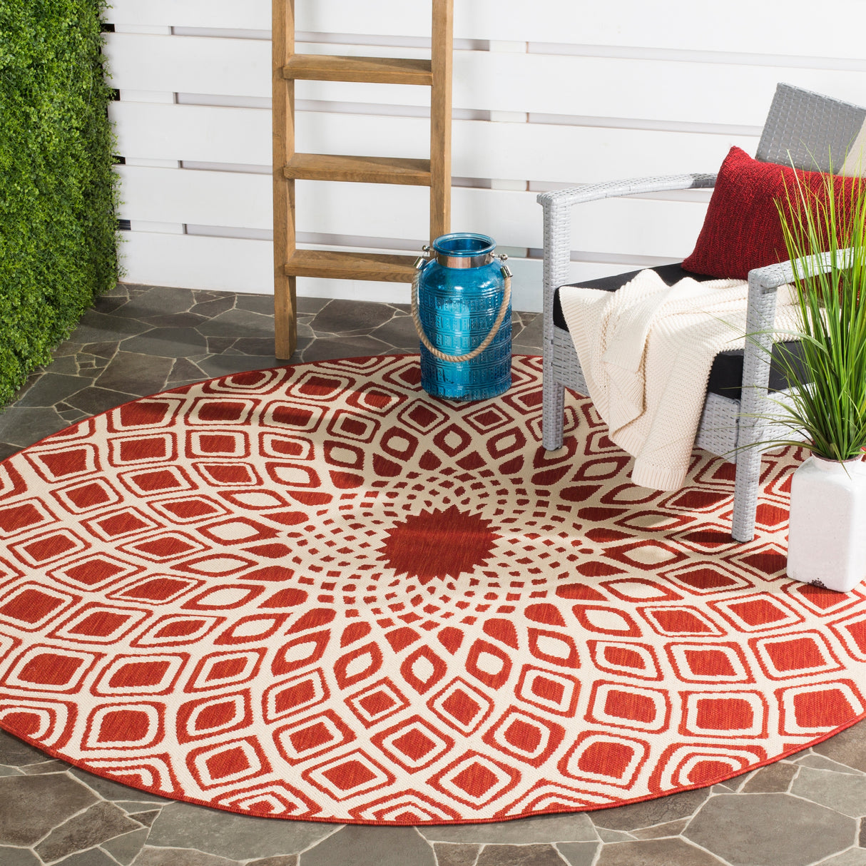 SAFAVIEH Courtyard Misako Indoor/ Outdoor Waterproof Patio Backyard Rug