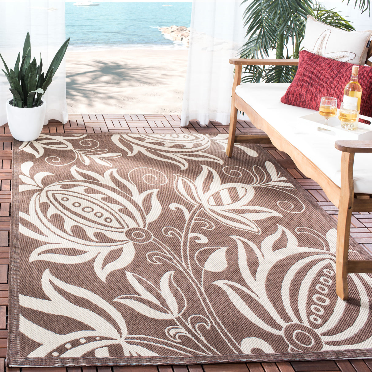 SAFAVIEH Courtyard Nasima Indoor/ Outdoor Patio Backyard Rug