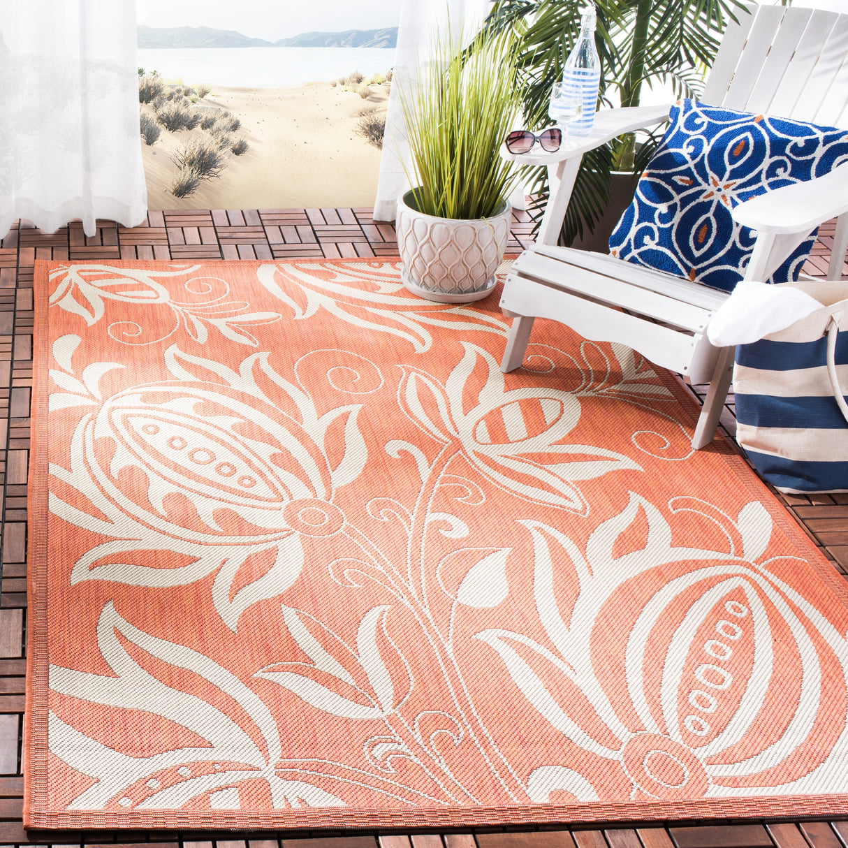 SAFAVIEH Courtyard Nasima Indoor/ Outdoor Patio Backyard Rug