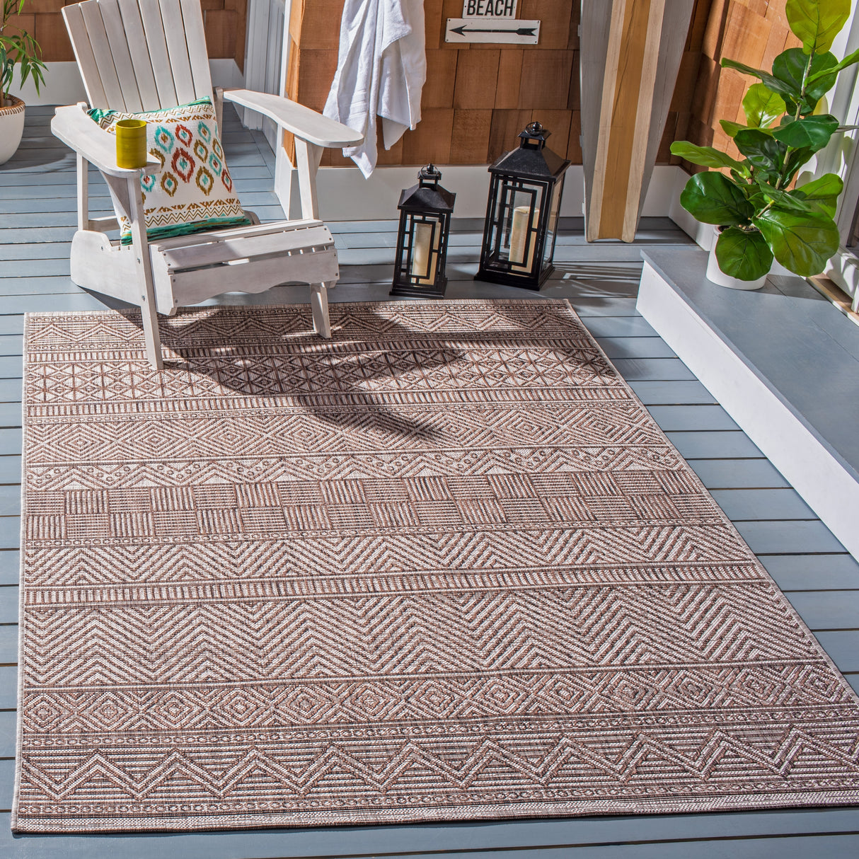 SAFAVIEH Courtyard Rozenn Indoor/ Outdoor Waterproof Patio Backyard Rug